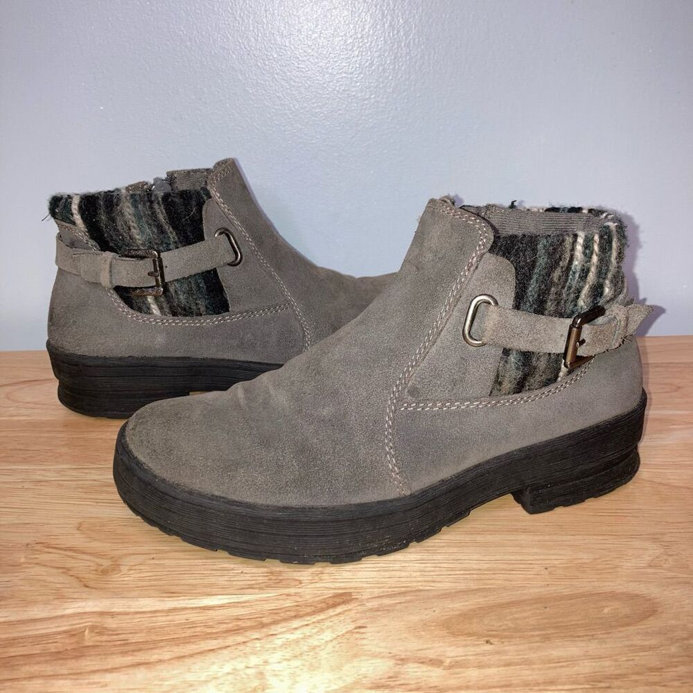 Earth Origins, Boho Suede Ankle Hiking Boots, Buckle Accent Women’s 6.5
